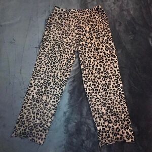 DKNY Leopard Print Plush Lounge Pants Size S Soft Drawstring Pockets Y2K